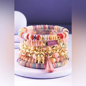 7 Layered Stacked Bracelet Set|Ultra Pink